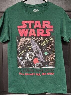 Star Wars T-Shirt Small Green A Galaxy Far, Far Away Mad Engine TIE Fighter Tee